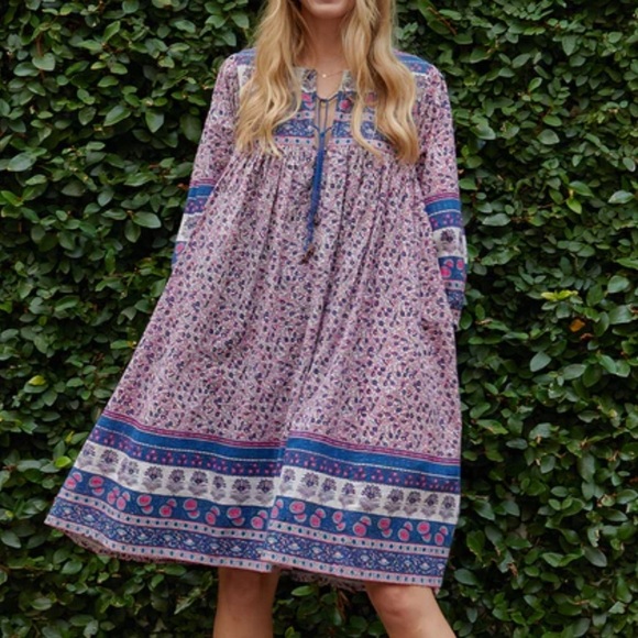 Pink Chicken Boho Block Print Jade Dress SZ Medium - Picture 10 of 10